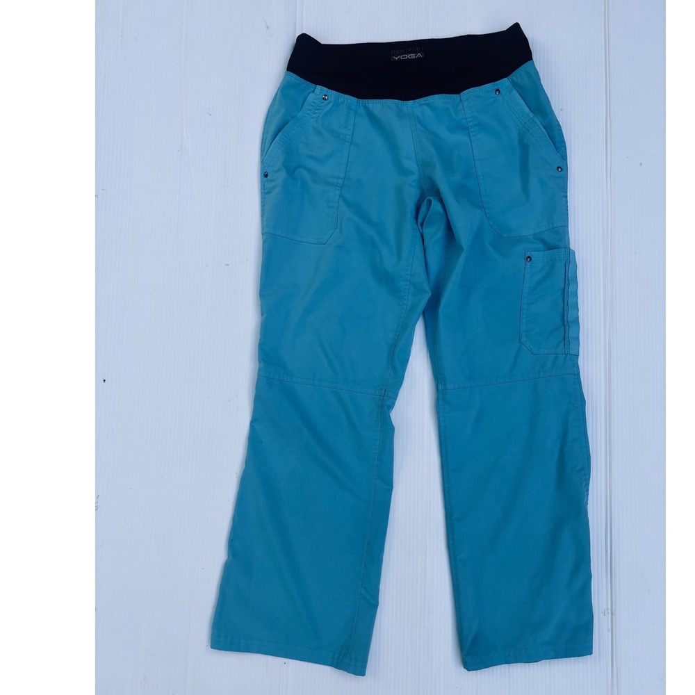 Healing Hands Purple Label Yoga Scrub Pants Teal Blue Womens Small Petite 9133P